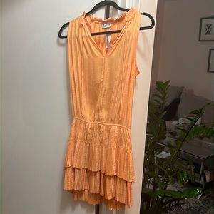 Mini orange ruffled skirt detail dress. Never worn new with tags!